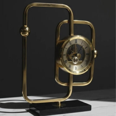 Horloge de Table "Squelette" en Laiton Doré