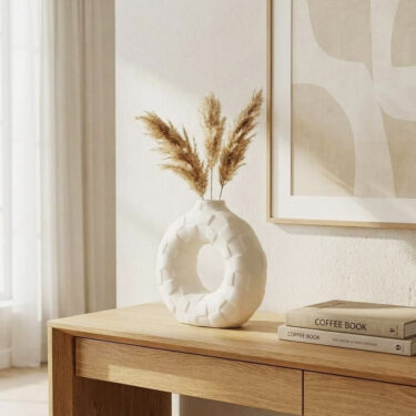 Vase Circulaire – Design Anneau Texturé Style Scandinave