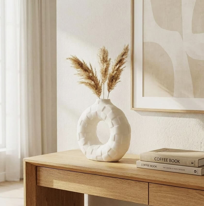 Vase Circulaire – Design Anneau Texturé Style Scandinave