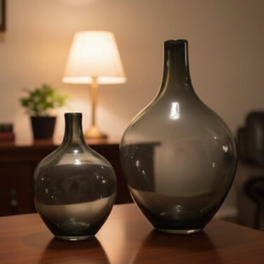 Duo de Vases en Verre Fumé – Design Organique et Contemporain