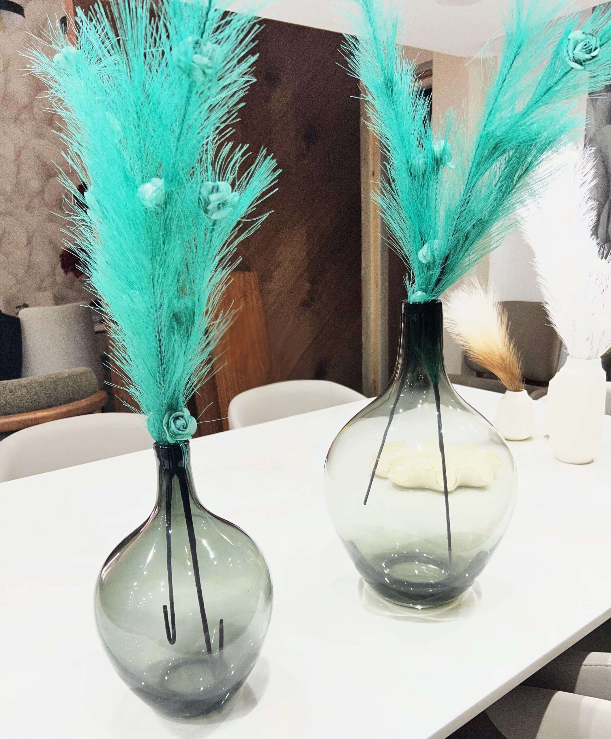 Duo de Vases en Verre Fumé – Design Organique et Contemporain – Image 3