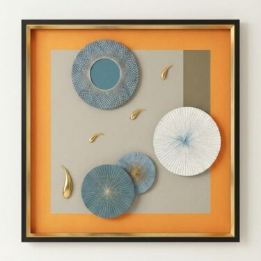 Tableau 3D "Équilibre Stellaire" Composition Géométrique et Relief Doré