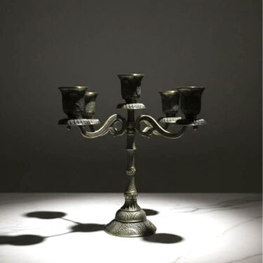 Candélabre Classique 5 Branches en Bronze Patiné