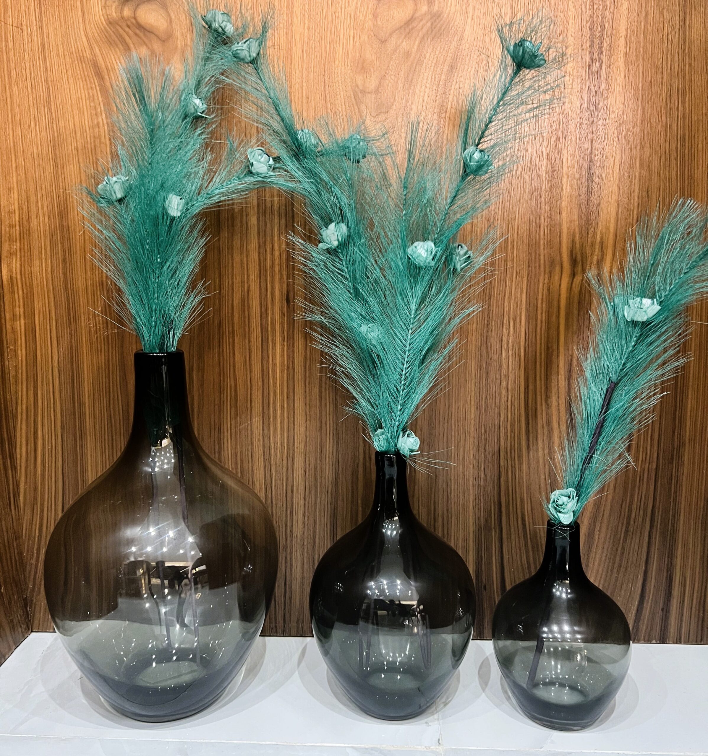 Set de 3 Vases en Verre Fumé – Trio d'Élégance Contemporaine (40 cm, 30 cm et 25 cm) – Image 4