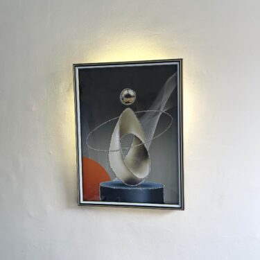 Tableau 3D Futuriste 80x60 cm - Décoration Murale Sculpture Ruban d'Orbite, Cristaux et Miroir Rond