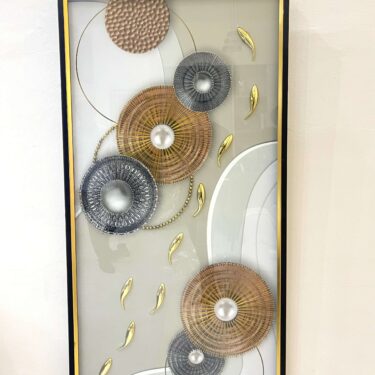 Grand Tableau 3D Vertical 160x80 cm - Décoration Murale Abstraite avec Poissons Dorés et Perles Luxueuses