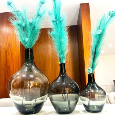 Set de 3 Vases en Verre Fumé – Trio d'Élégance Contemporaine (40 cm, 30 cm et 25 cm)
